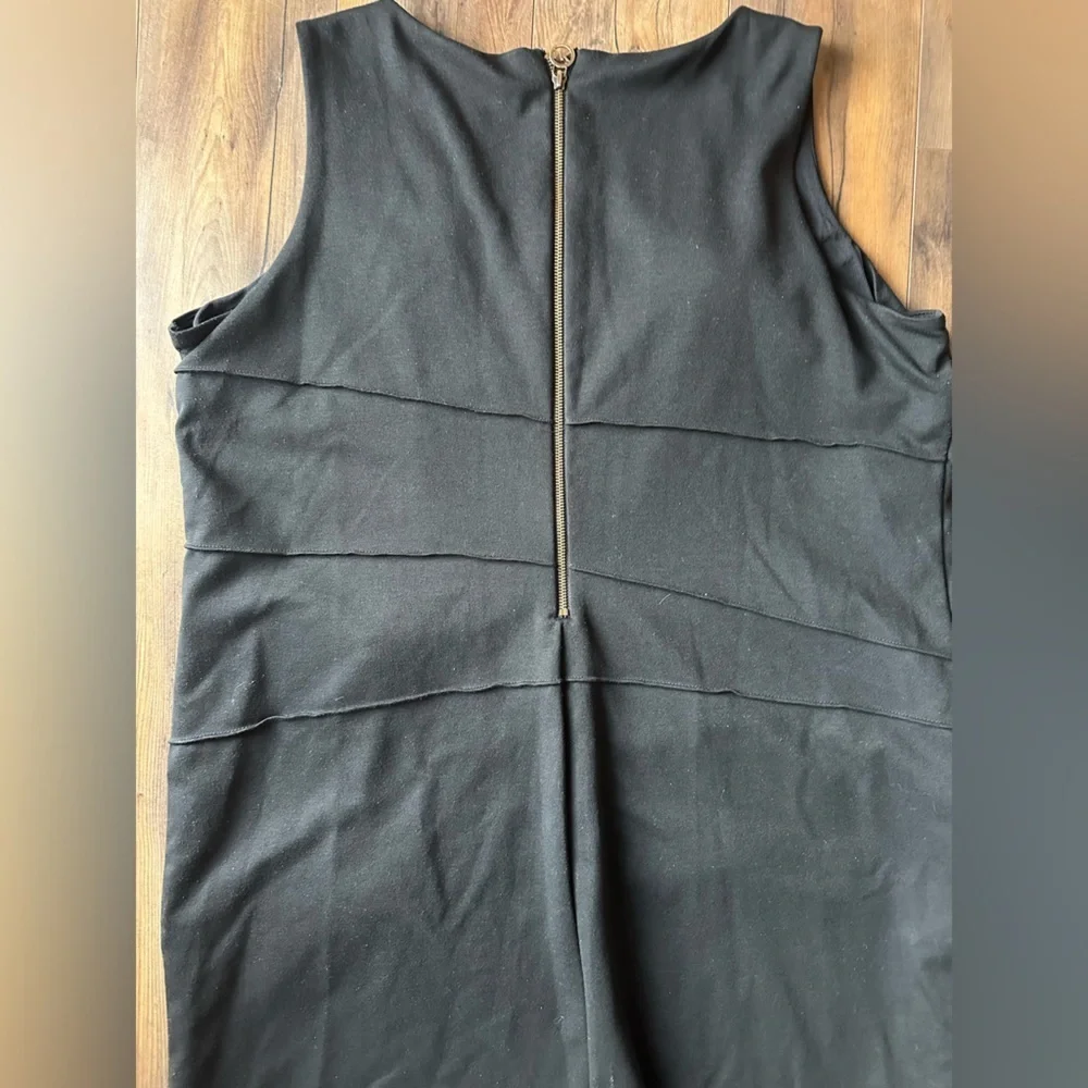 Michael Kors Black Zip Front Sheath Dress Sleeveless Bodycon Career Chic